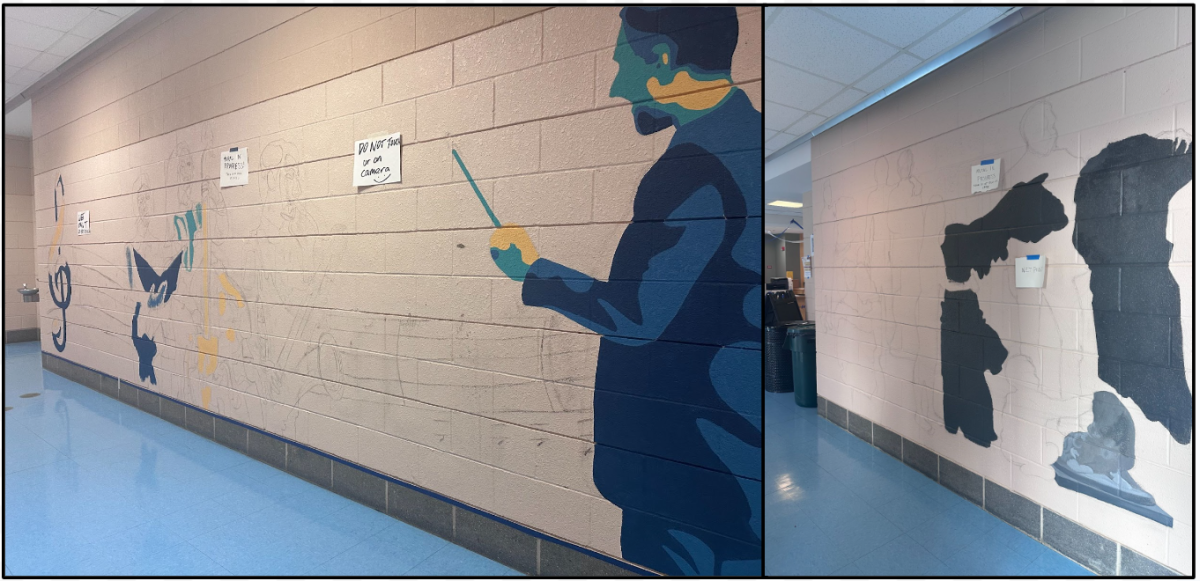 The mural painting class is available to juniors and seniors who have taken Drawing and Painting 3 and received teacher approval. Before painting the mural students must get the design and location approved with administration. 